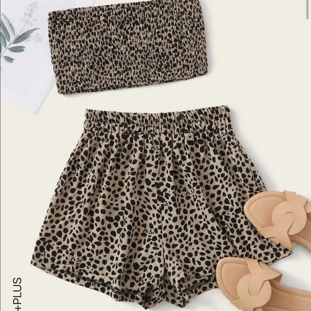 All Over Print Shirred Tube Top & Shorts